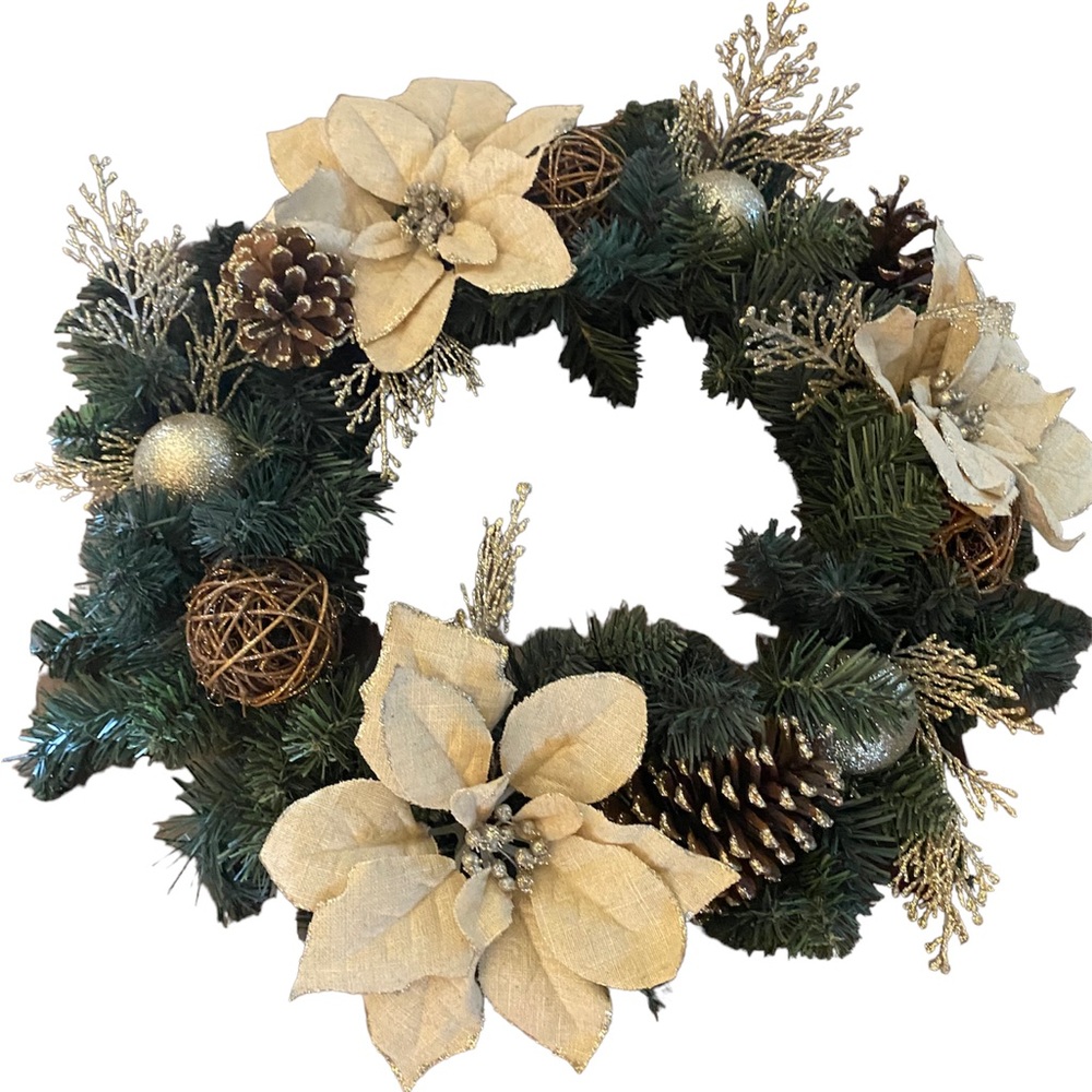 Gold and silver holiday wreath
